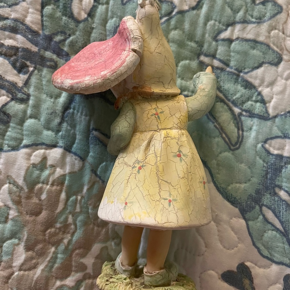 Whimsical‎ Girl Figurine with Mushroom Hat - Picture 2 of 4